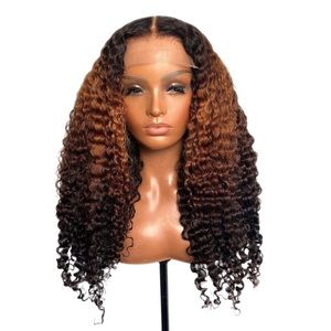 20” Ombre Kinky Curly Human Hair Closure Wig